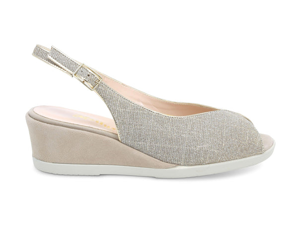 Melluso donna sandali comfort con zeppa G301B-212196 beige platino